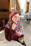Petra Folk Pattern Shawl - Dark Rose Turquoise - 3