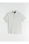 Nevavm Regular Fit Short Sleeve Striped Linen Look Men's Shirt with Difference - 5