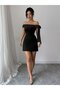 Women's Madonna Collared Ribbon Detailed Short Imported Crepe Dress - 2