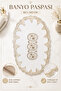 Powder Lace Non-Slip Leather Based Oval Bath Mat Liana Washable Bath Set with Laces - 3