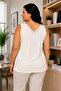 Women's Plus Size Casual Blouse - V-Neck Lace Detailed Undershirt - 5