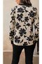 Women's Long Sleeve V-Neck Patterned Single Jersey Blouse - 4
