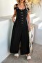 Women's round neck aerobin jumpsuit with bird eye detail and front button closure - 2