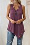 Women's Strappy Round Neck Viscose Blouse with Asymmetrical Cut Detail - 2
