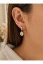 Oval Zircon Stone Dangle Gold Steel Earrings - 3