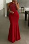 Women's Multi-Strap Front Stone-Embellished Fish Cut Shimmer Crepe Maxi Dress - 2