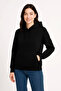Three thread hooded kangaroo pocket sweatshirt hoodie - black - 4