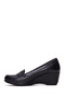 Women's Black Leather Loafer with Filled Heel Af410002Dv - 3