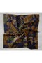 Twill Silk Scarf Navy Blue Floral Pattern 90X90 - 8