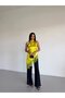 Women's Pistachio Green Halter Neck Lace Embroidered Asymmetrical Satin Blouse Hzl26S-Fry123901 - 3