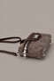 Brown Knitted Textured Women's Hand and Shoulder Bag - Lockable, Zippered, Adjustable Long Strap - 5