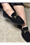 Daily Women's Black Loafer Classic Patterned Sole Buckle Oval Toe Moccasin Shoes 120 - 6