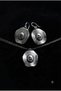 Cast Metal Earrings and Necklace Set with Curved Edges