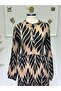 Women's New Season Elegant Patterned Viscose Fabric Dress with Elastic Sleeves - 3