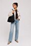 Black Women's Suede Shopper Soft Form Shoulder Bag - 5