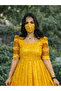 Yellow Twill Satin Tissue Gown - FFT8797 | Yellow-Size:XL-42-Inches - 3