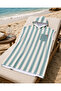 Printed Towel Poncho, Unisex, 80X100 Oversized Beach, Pool and After-Bath Towel - Mint Striped-Defoludur - 5