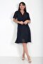 Women's Double-Breasted Collar Belted Waist Lined Chiffon Dress - 3