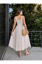 Belt Detailed Square Neck Midi Dress - 2