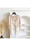Women's Ecru Tasseled Lace Shoulder Shawl Evening Dress Event Engagement Wedding Elegant Shawl - 4