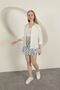 Women's Cobalt Blue Floral Patterned Burumcuk Textured Elastic Waist Ruffled Mini Shorts Skirt - 6