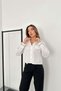 Women's White Shirt with Contrast Piping, Pocket Detail, Long Sleeves, Buttoned, Short Length