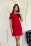 Women's Red Short Sleeve Crew Neck A-Line Straight Mini Atlas Dress - 3