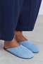 Liam Baby Blue Suede Leather Flat Sole Closed Women's Slippers - 7