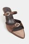 Calista Brown Satin Buckle Detail Pointed Toe Women's Heeled Slippers - 6
