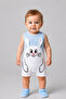 Baby Boy Rabbit Patterned Summer Jumpsuit Ribbed Cotton Sleeveless Baby Romper Snap Fastener Romper 0-9 Months - 4