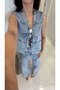 Cios Blue Snow Washed Vest with Tie Pocket Detail
