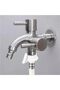 Dual-control 1/2” dual-outlet faucet for bidets and bathtubs (one inlet, two outlets), suitable for bathroom sinks and washing machines (silver). - 5