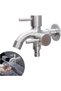 Universal stainless steel double faucet, outdoor faucet, mixer faucet suitable for washing machines, gardens, kitchens, and bathrooms.