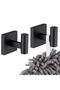 Bathrobe hooks, bathroom towel hooks, matte black bathroom kitchen wall hooks, 2 packs of stainless steel