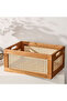 Bamboo and wood storage basket, 30 x 20 x 14 cm