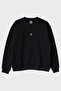 Moon and Sun Patterned Embroidered Double Combination Crew Neck Sweatshirt - 2