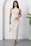 Halter Neck Embroidered Tulle Dress Grs4101 - 3