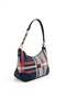 Navy Blue - Navy Blue Plaid Women's Shoulder Bag Sp1277 - 2