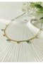 Blue Round Stone Detailed Gold Steel Anklet 23+5 cm - 2