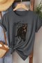 Spicy Girl Cat Printed Cotton Women's T-Shirt
