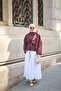 Women's Collar Ribbon Tie Asymmetrical Cut Blouse Plum - 2