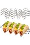 3 taco holders, 26 x 7.5 cm, W-shaped, Mexican kitchen theme, stainless steel construction, suitable for kitchen and outdoor use