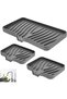 3-Piece Silicone Self-Draining Soap Dish & Sponge Holder Tray for Kitchen & Bathroom, 25.4x13.2x2 cm, Gray