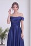Women's Satin Off-Shoulder Draped Slit Evening Dress Baby Blue, Brown, Navy Blue, Yellow, Black, Burgundy - 2