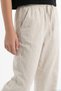 Girl's Pants with Lace Accessories and Elastic Waist, 8-12 Years Old, Beige - 4