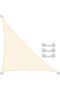 3x3x3 beige triangular sunshade sail, made of PES material, suitable for garden patios, UV protection, and sunshade.