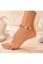 Natural Sea Shell Evil Eye Beaded Women's Anklet with Adjustable Gold Chain Detail 21 cm - 5