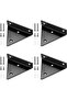 4-Piece Shelf Bracket (10*8 cm) - Wall-Mounted Floating Concealed Metal Triangular Bracket with Screws - For Living Room, Bathroom & Bedroom - Black