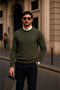 Men's Casual Crew Neck Red-Green Sweatshirt - 5