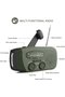 Green solar emergency radio, wind-up dynamo crank survival radio with battery power for disasters